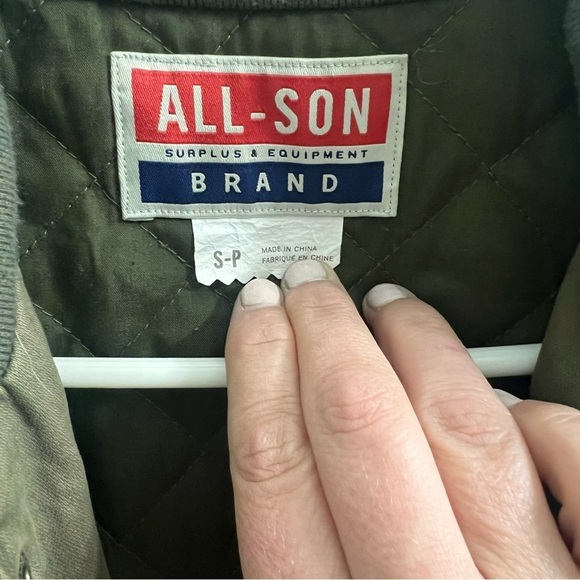 All-Son Men’s Military Jacket Quilt Lined Dark Green Sz. Sm. Gorpcore Fall Coat - Picture 7 of 10
